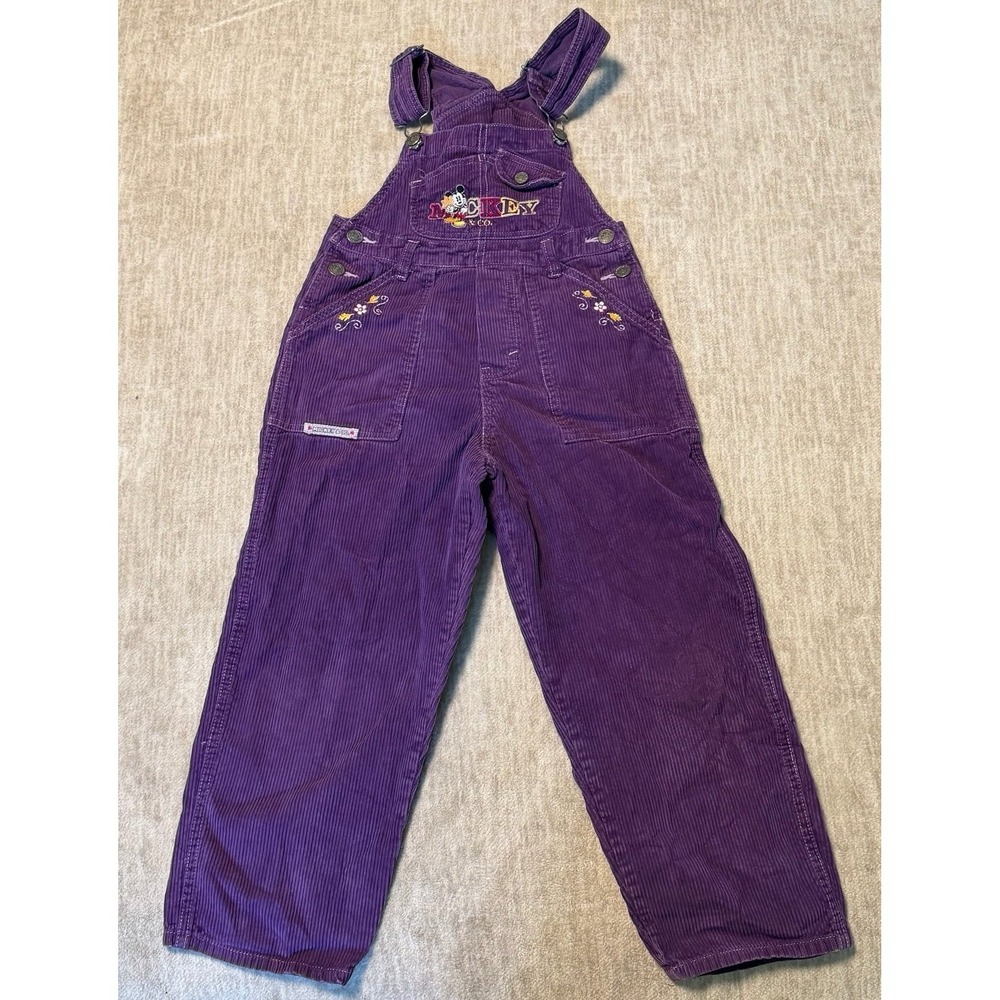 Vintage Mickey & Co Purple Corduroy Overalls Girls Size 7‎ Disney Y2K